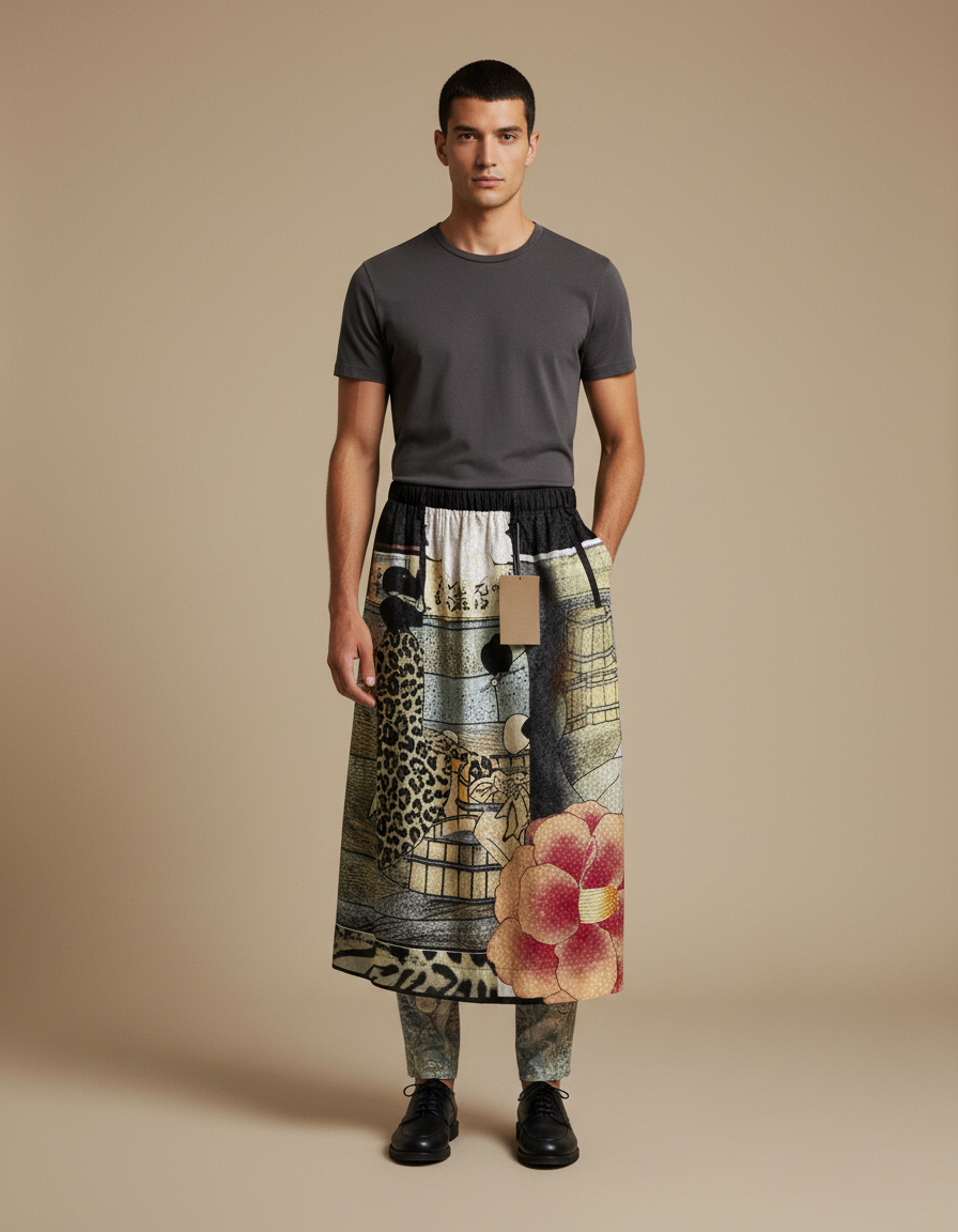 Pantalon Jupe Japonais - Imprimé Satin