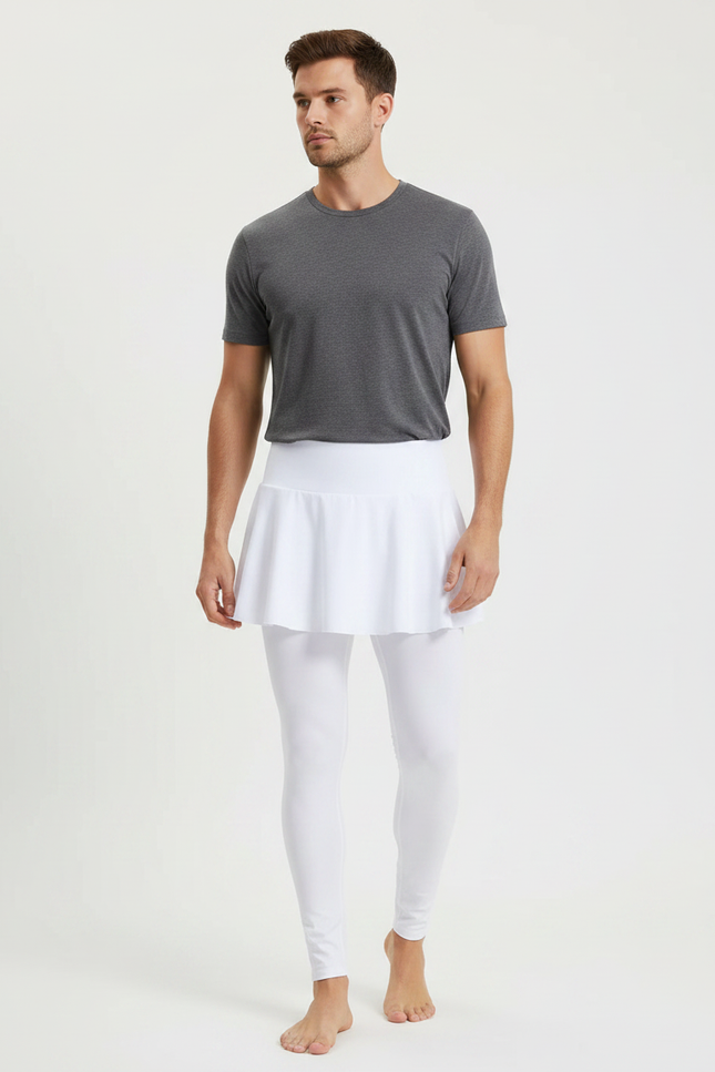 Pantalon Jupe Blanc Plissé Extensible Sport Homme - Polyester