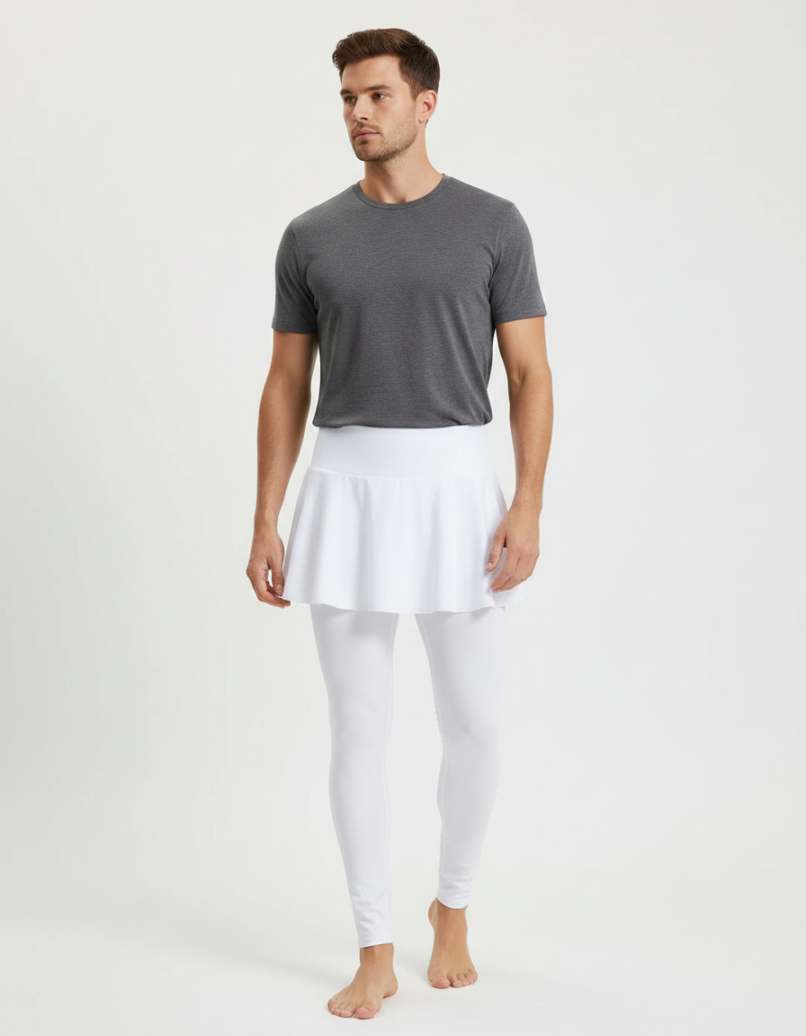Pantalon Jupe Blanc Plissé Extensible Sport Homme - Polyester