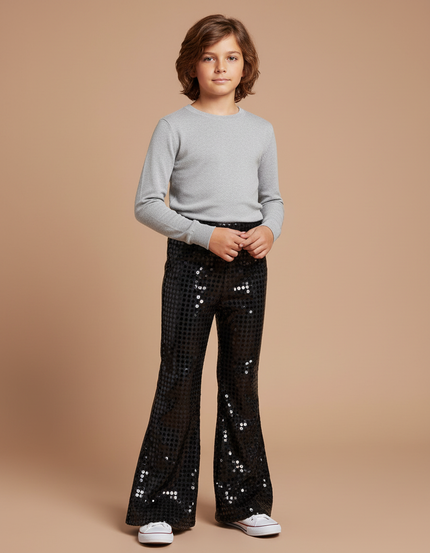 Pantalon Jupe Noir Pailleté Évasé Enfant Scène - Maille