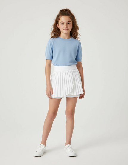 Pantalon Jupe Blanc Plissé Court Sport Enfant - Polyester