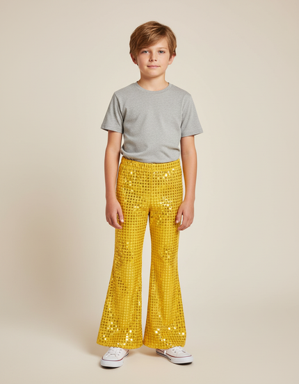 Pantalon Jupe Jaune Pailleté Évasé Enfant Scène - Polyester