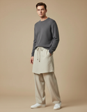 Pantalon Jupe Beige Lin Ample Décontracté Confortable