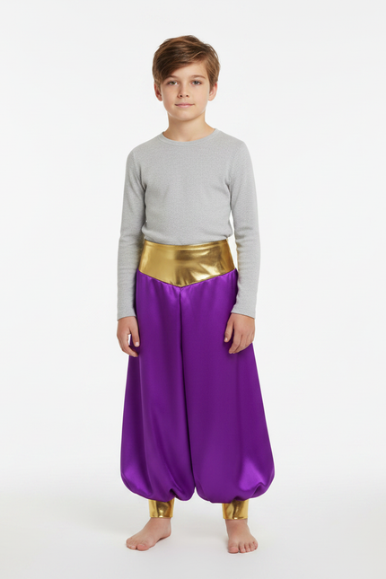 Pantalon Jupe Violet Doré Satiné Ample Enfant