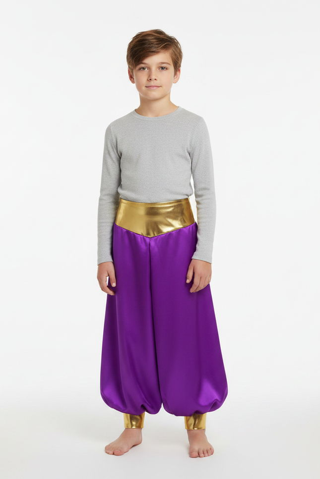 Pantalon Jupe Violet Doré Satiné Ample Enfant