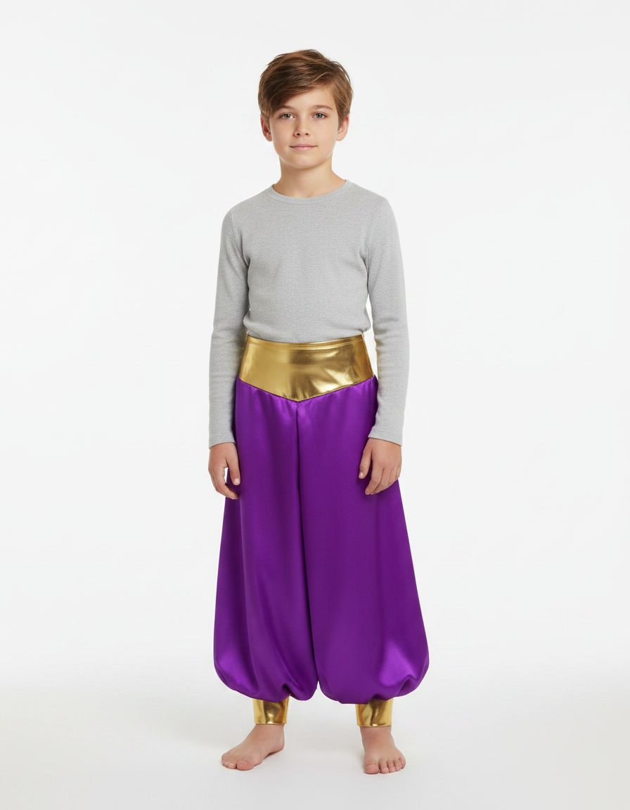 Pantalon Jupe Violet Doré Satiné Ample Enfant
