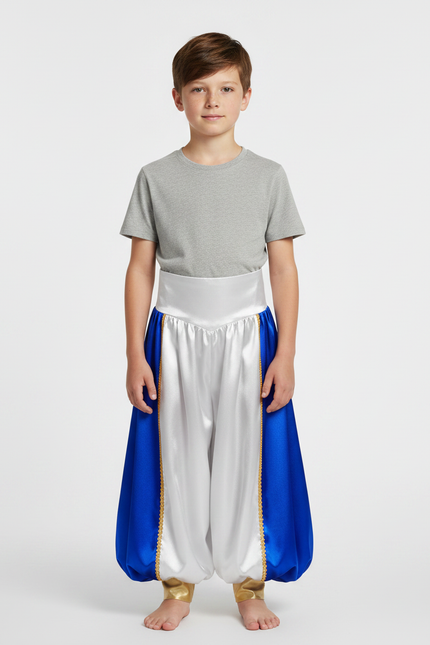 Pantalon Jupe Satiné Bleu Blanc Doré Enfant