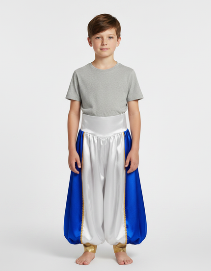Pantalon Jupe Satiné Bleu Blanc Doré Enfant