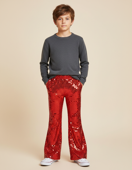 Pantalon Jupe Rouge Paillettes Évasé Enfant Scène - Polyester
