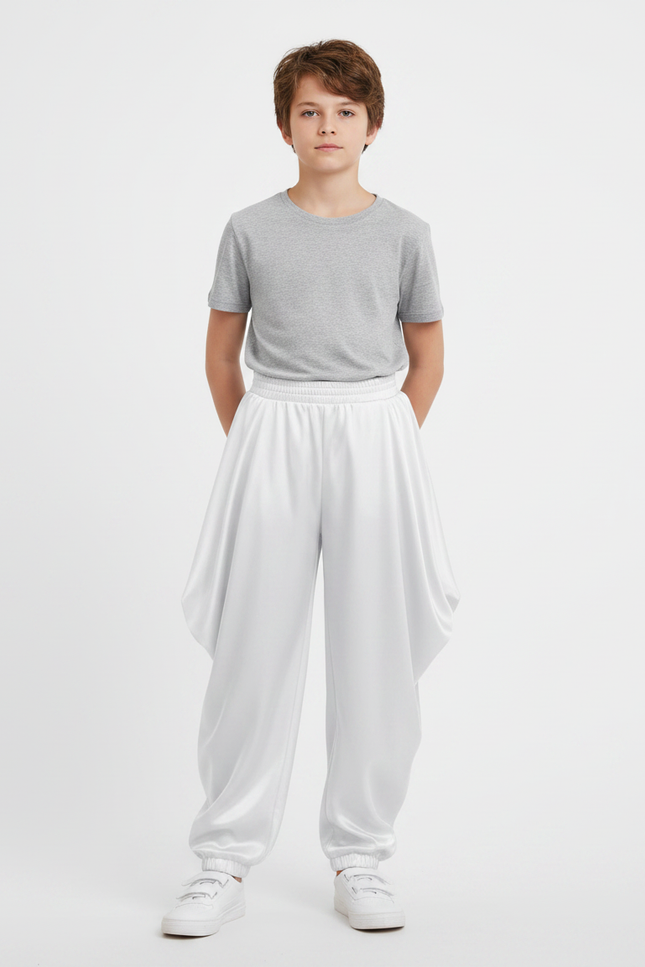 Pantalon Jupe Blanc Satin Ample Bouffant Enfant