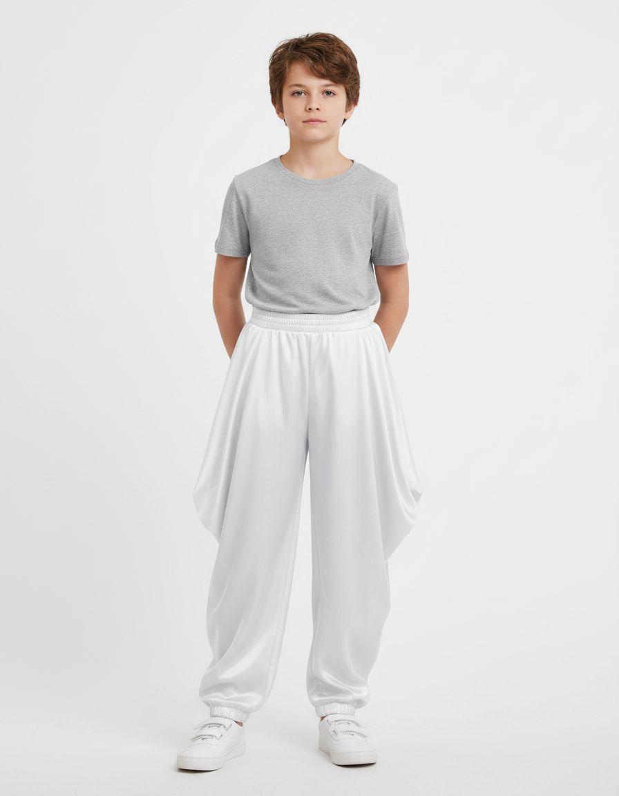 Pantalon Jupe Blanc Satin Ample Bouffant Enfant