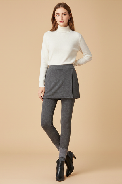 Pantalon Jupe Gris Intégré Épais Hiver Chaud - Maille