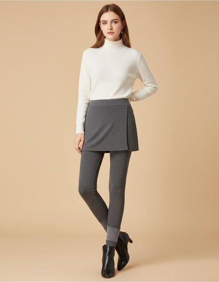 Pantalon Jupe Gris Intégré Épais Hiver Chaud - Maille