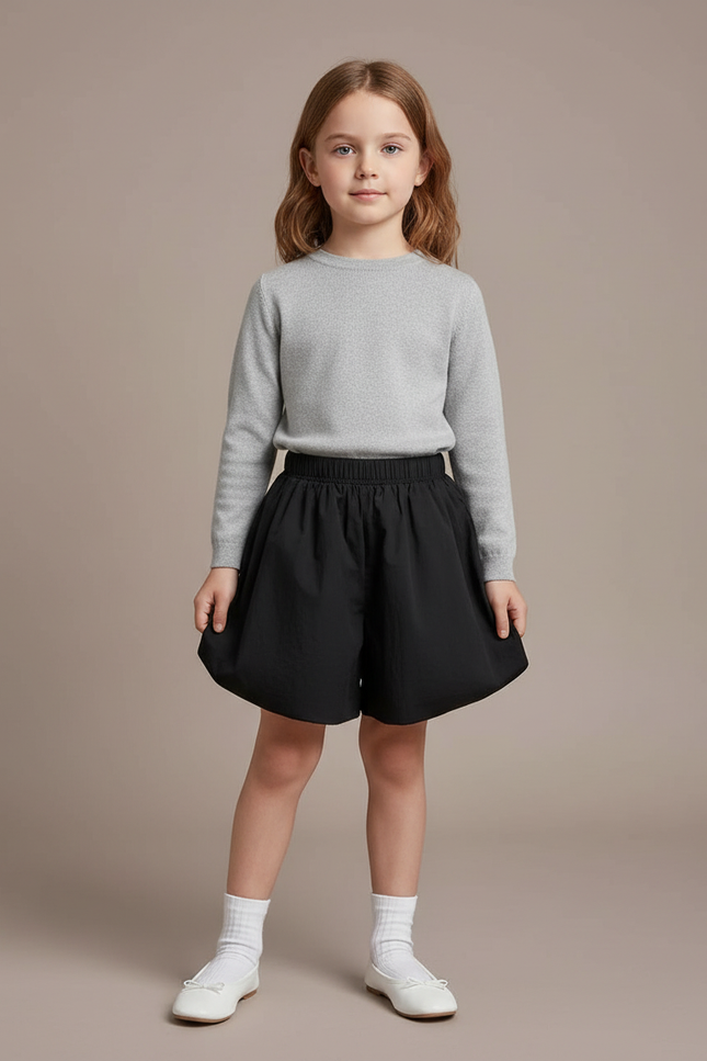 Pantalon Jupe Noir Ample Élastique Doux Enfant - Polyester
