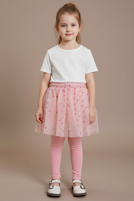 Pantalon Jupe Rose Paillettes Tulle Enfant Mignon - Maille