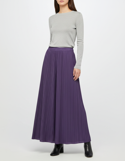 Pantalon Jupe Plissé Fluide Ample Violet Élégant - Polyester