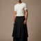 Pantalon Jupe Noir Plissé Ample Superposé Unisexe - Polyester
