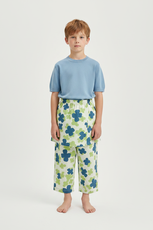 Pantalon Jupe Imprimé Floral Ample Décontracté Enfant - Viscose