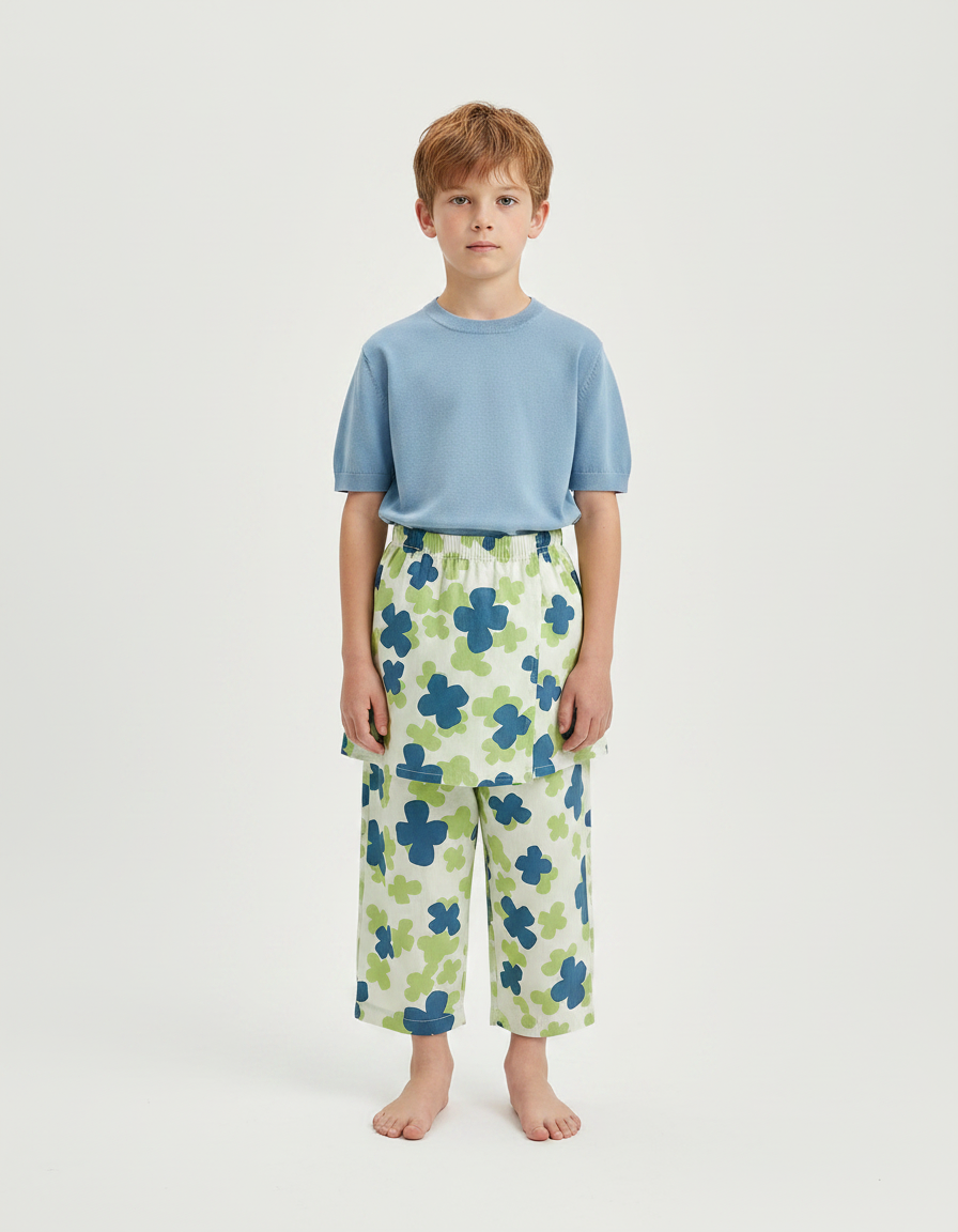 Pantalon Jupe Imprimé Floral Ample Décontracté Enfant - Viscose