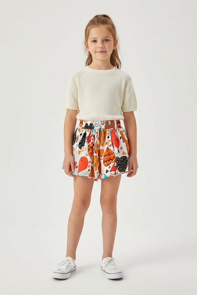 Pantalon Jupe Imprimé Floral Fluide Coloré Enfant - Viscose