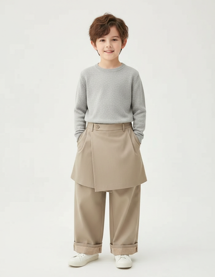 Pantalon Jupe Kaki Ample Décontracté Garçon - Gabardine