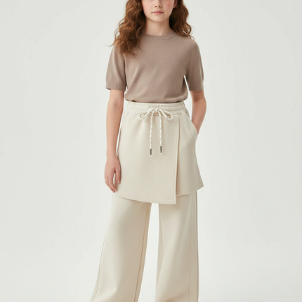 Pantalon Jupe Beige Crème Ample Décontracté Enfant Moderne - Molleton