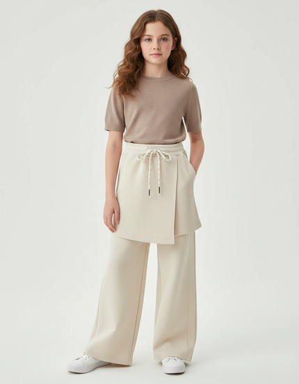 Pantalon Jupe Beige Crème Ample Décontracté Enfant Moderne - Molleton