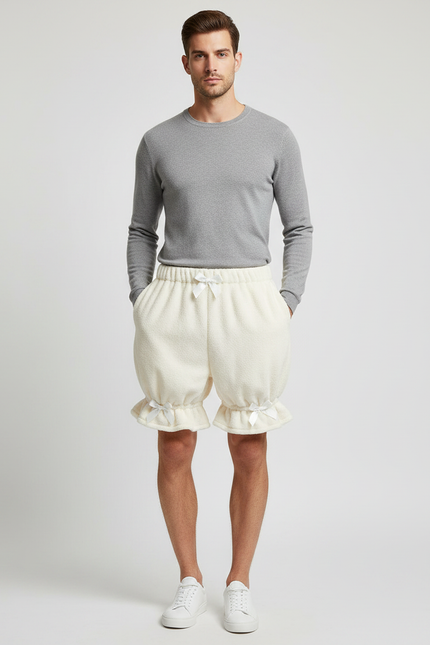 Pantalon Jupe Blanc Crème Moelleux Ample Homme - Beige Molleton