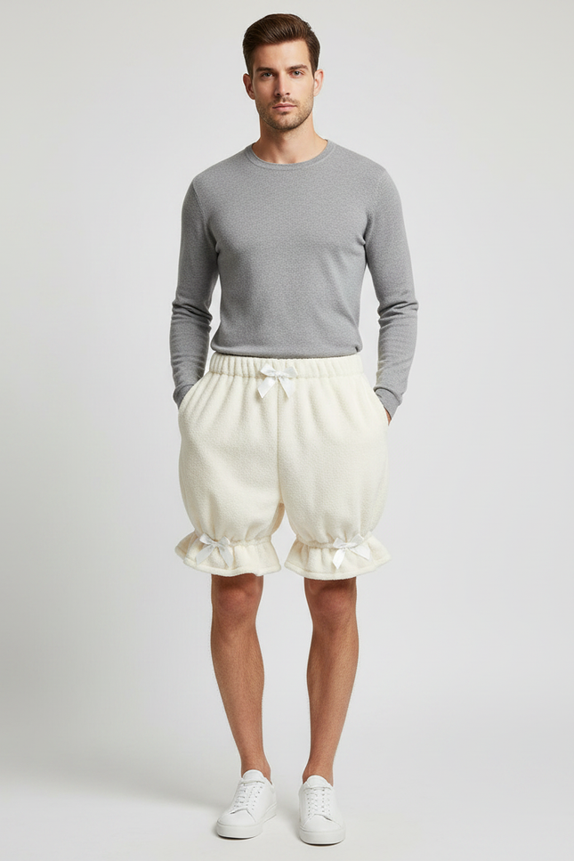 Pantalon Jupe Blanc Crème Moelleux Ample Homme - Beige Molleton