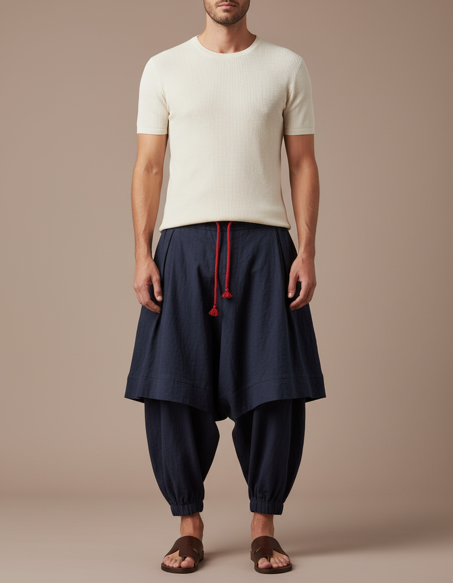 Pantalon Style Jupe Culotte - Marine Lin