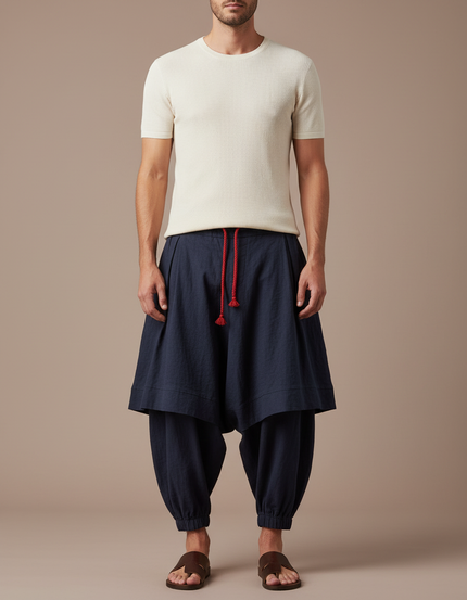 Pantalon Style Jupe Culotte - Marine Lin