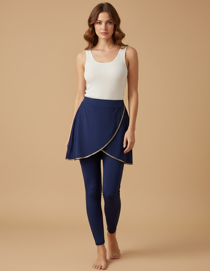 Pantalon Jupe Bleu Marine Crossover Élégant Femme - Polyester