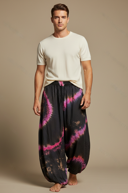 Pantalon Jupe Tie-Dye Ample Harem Homme - Multicolore Viscose