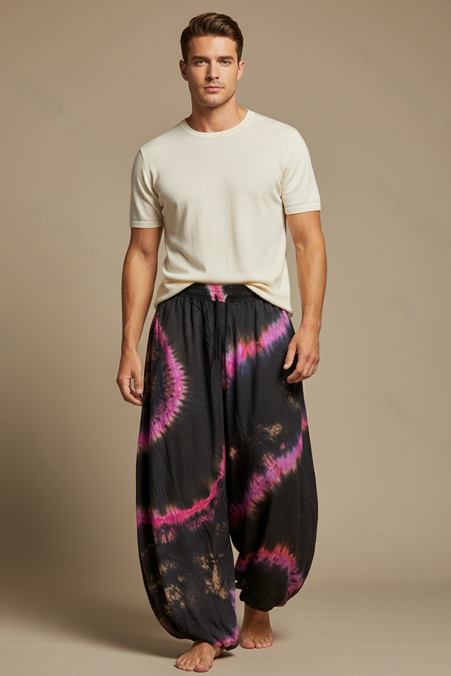 Pantalon Jupe Tie-Dye Ample Harem Homme - Multicolore Viscose