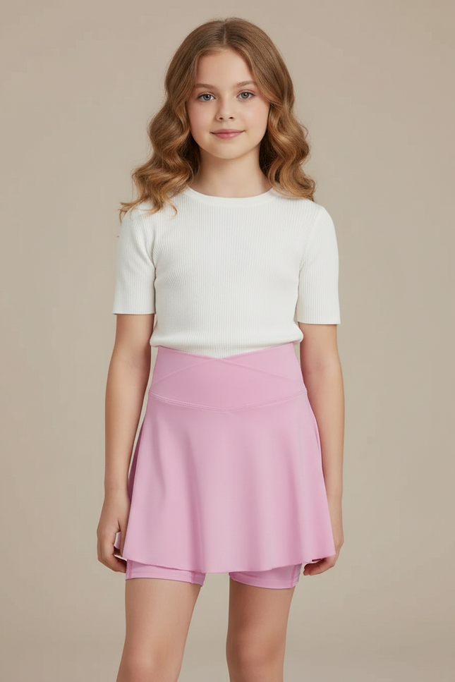 Pantalon Jupe Rose Évasé Confortable Enfant Sportif - Polyester