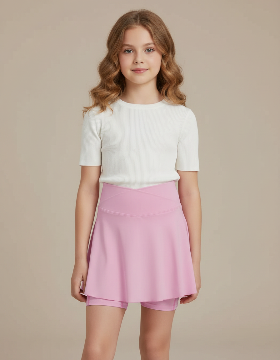 Pantalon Jupe Rose Évasé Confortable Enfant Sportif - Polyester