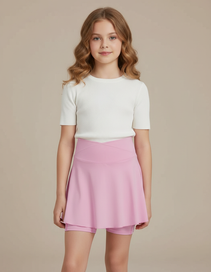 Pantalon Jupe Rose Évasé Confortable Enfant Sportif - Polyester