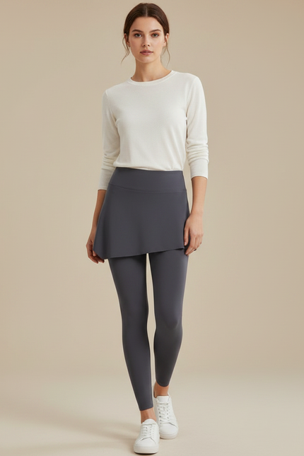 Pantalon Jupe Gris Intégré Sportif Stretch Léger - Polyester