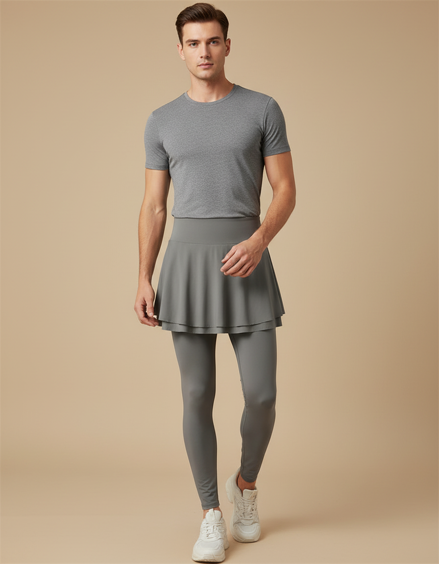 Pantalon Jupe Gris Sport Fluide Confortable Homme - Polyester