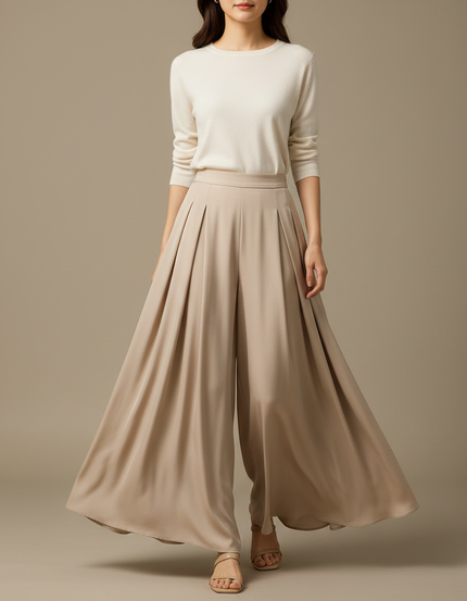 Jupe Pantalon Grande Taille - Beige Viscose