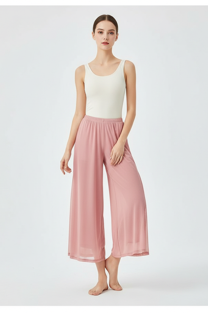 Pantalon Jupe Rose Chiffon Fluide Ample Léger - Polyester