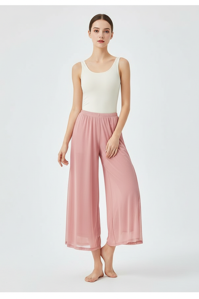 Pantalon Jupe Rose Chiffon Fluide Ample Léger - Polyester