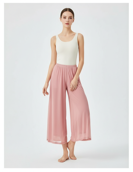 Pantalon Jupe Rose Chiffon Fluide Ample Léger - Polyester