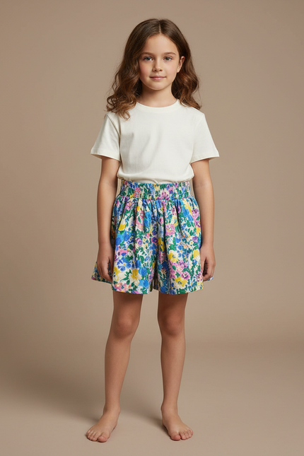Pantalon Jupe Fleuri Coloré Ample Été Fille - Multicolore Coton