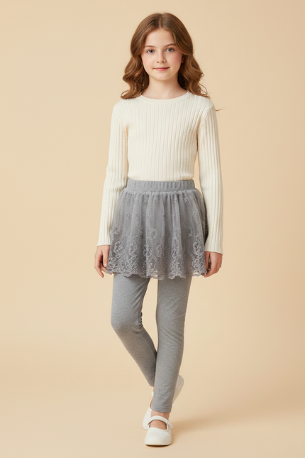 Pantalon Jupe Voile - Gris Maille