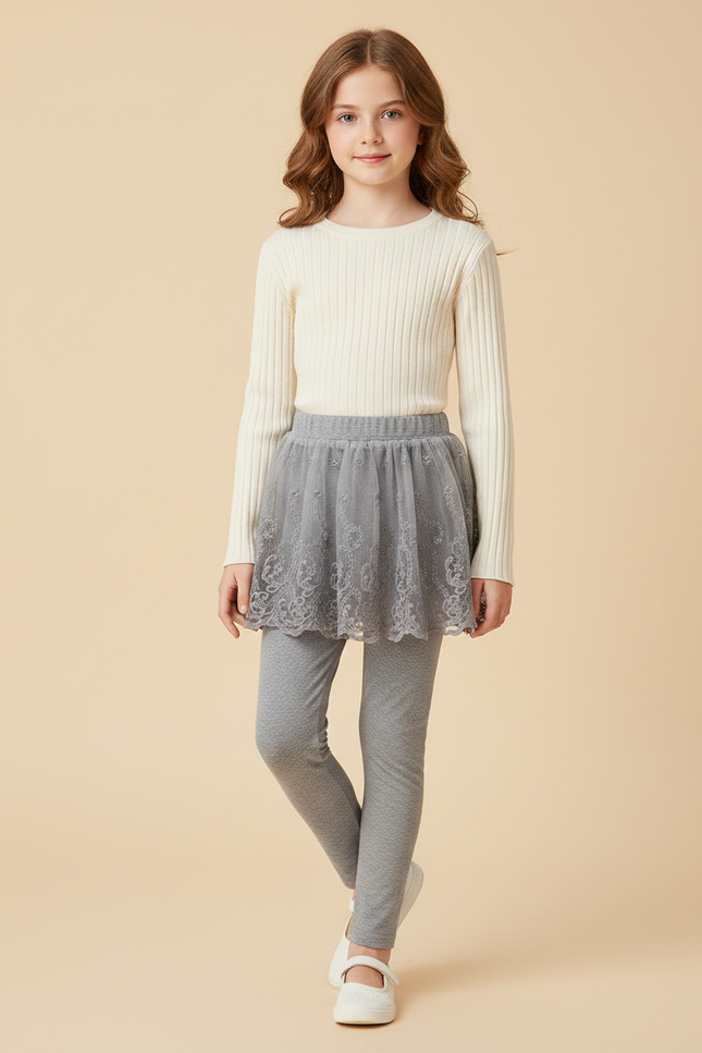 Pantalon Jupe Voile - Gris Maille