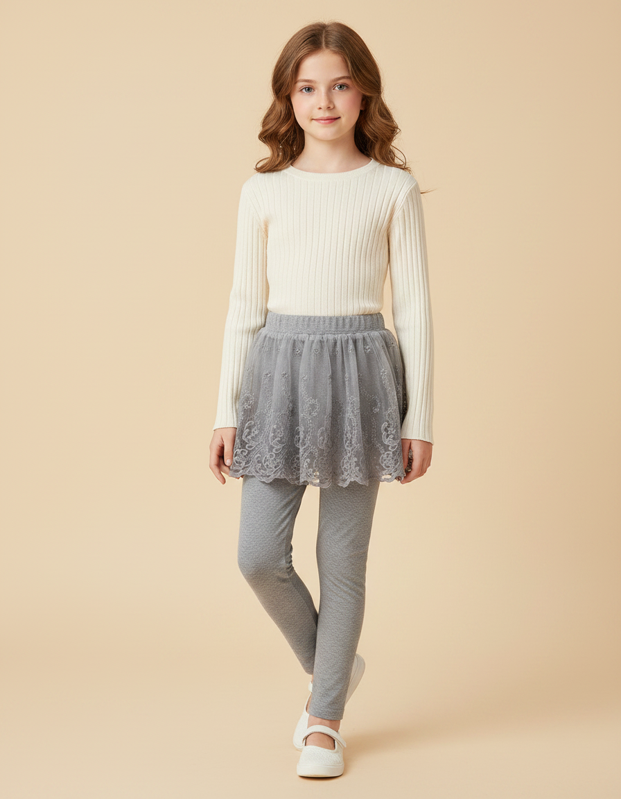Pantalon Jupe Voile - Gris Maille