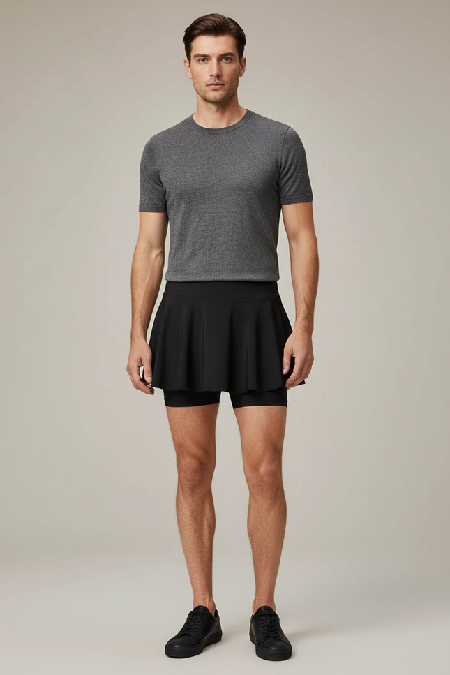 Pantalon Jupe Noir Plissé Fluide Sport Homme - Polyester