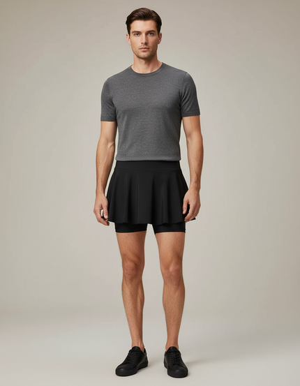 Pantalon Jupe Noir Plissé Fluide Sport Homme - Polyester