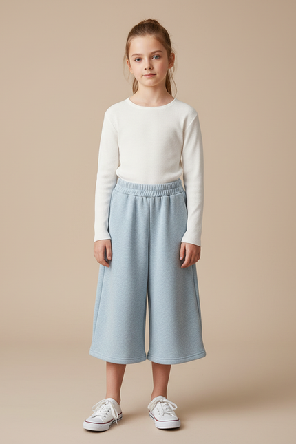 Pantalon Jupe Bleu Ciel Ample Décontracté Polaire Épais - Molleton